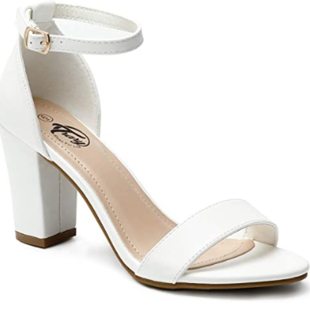 Trary Women's Ankle Strap and Adjustable Buckle Chunky Pump Heel Sandals